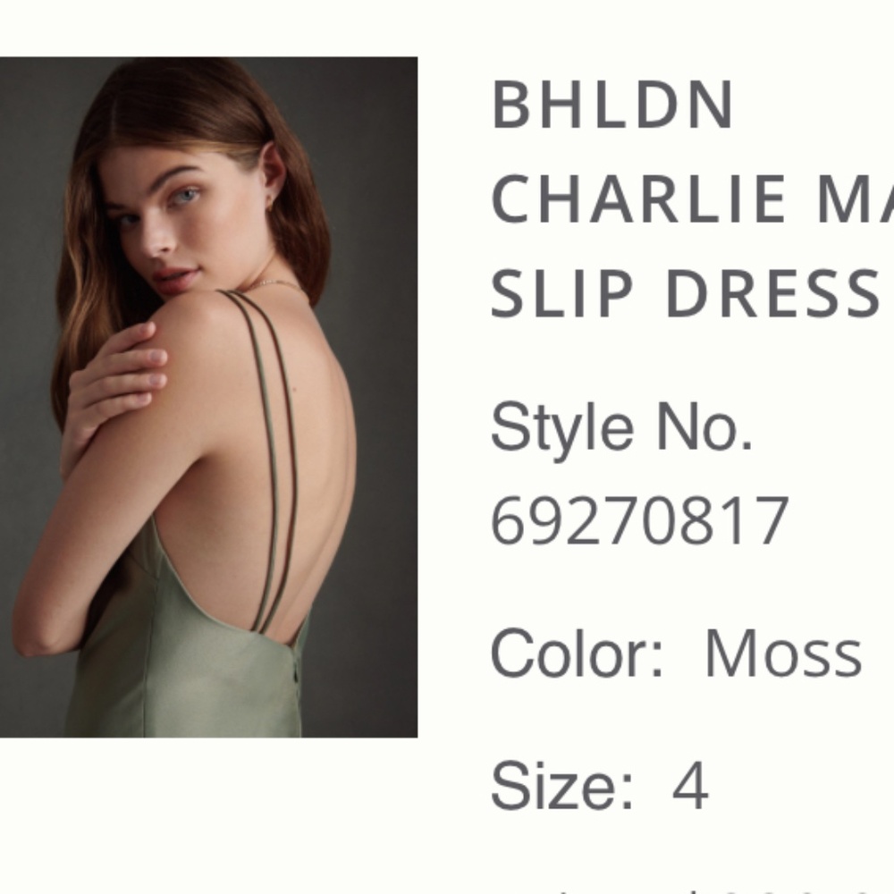 BHLDN Anthropology Charlie maxi slip dress moss green